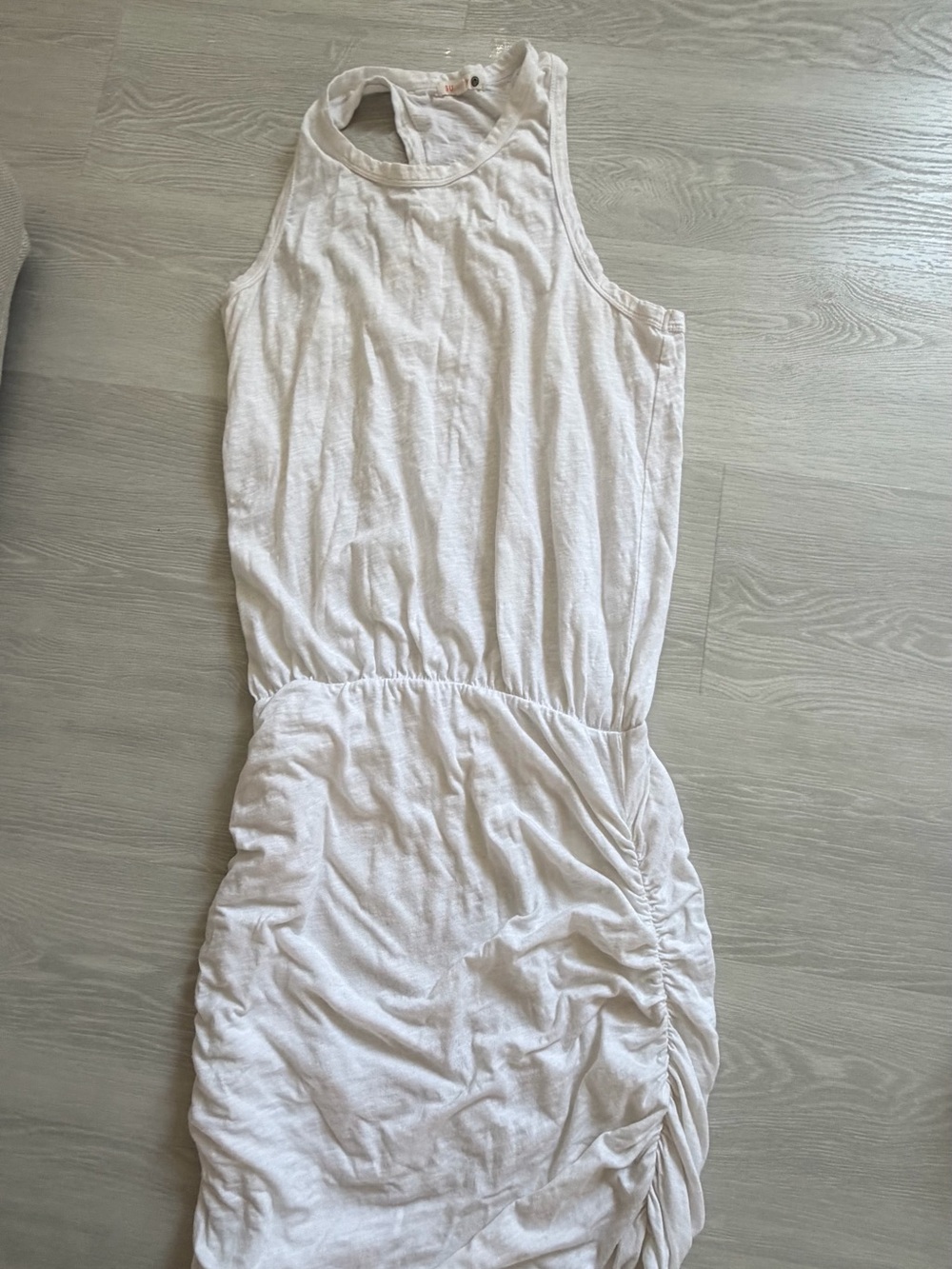 Sundry Sleeveless Ruched Mini Dress in Off-White